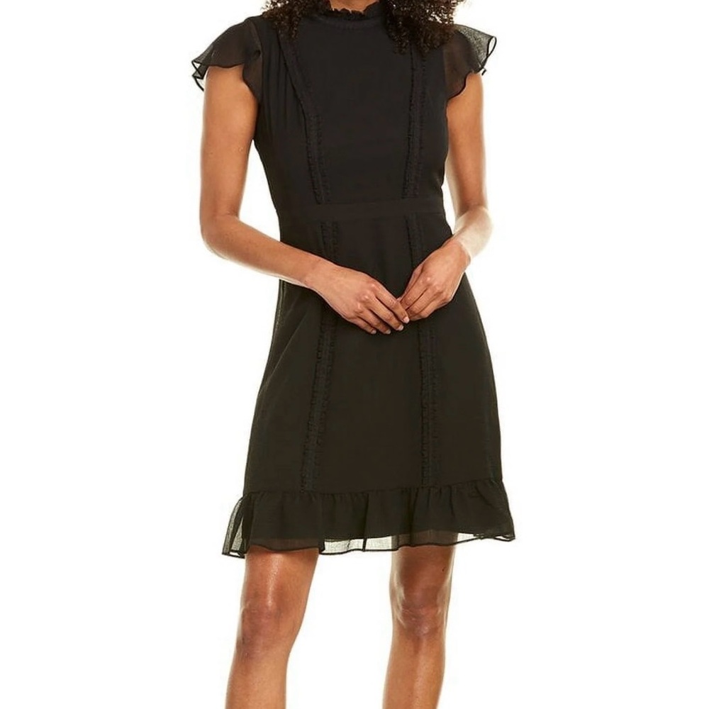 Adrianna Papell womens A-Line Cap Sleeve Lace Dress, Black Size 4